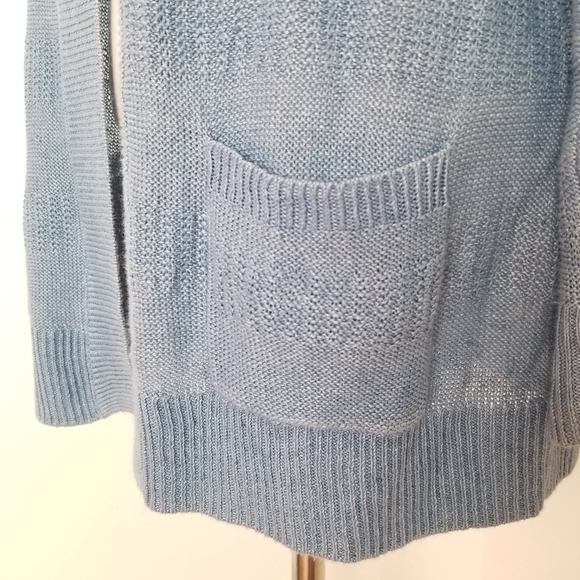 Talbots Blue Open-Front 100% Linen Cardigan Size Small - Picture 3 of 15